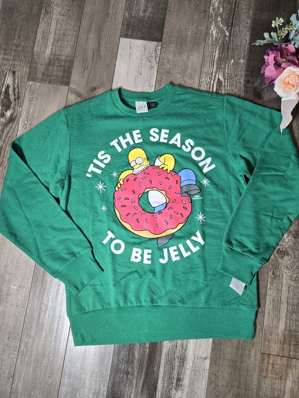 NWT The Simpsons ’Tis The Season To Be Jelly Crewneck Sweatshirt – Adult Small